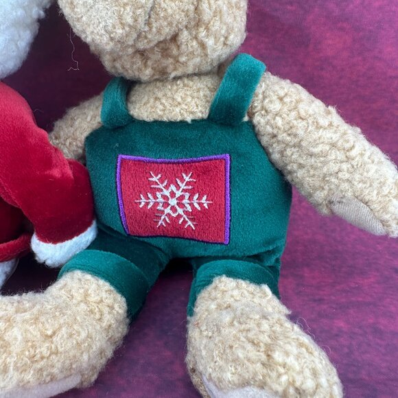 VTG HALLMARK KISSING BEARS PLUSH MISTLETOE LOVE HOLIDAY 2000, MAGNETIC, 9 " - Picture 7 of 10